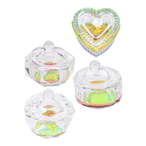8Pcs Refillable Clear Glass Nail Art Liquid Cups for Professional Use