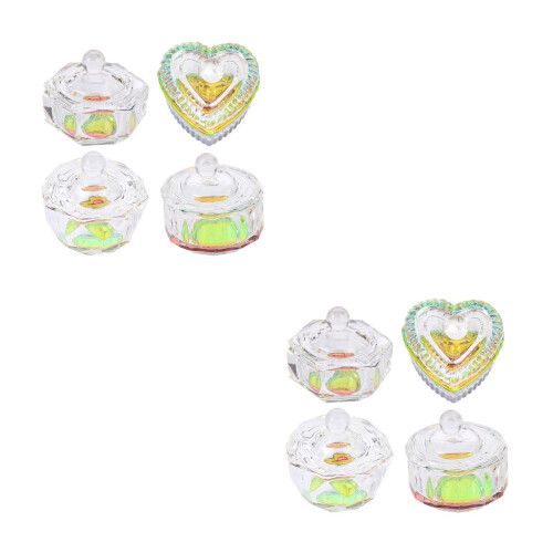 8Pcs Refillable Clear Glass Nail Art Liquid Cups for Professional Use 2