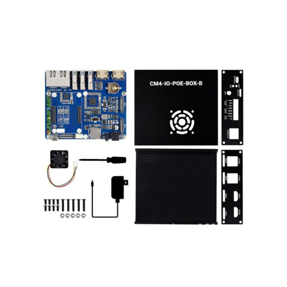 Dual Gigabit Ethernet -Computer For Raspberry Pi Compute Module 4 (Not Included),With Cooling Fan Eu Plug 4712551384589