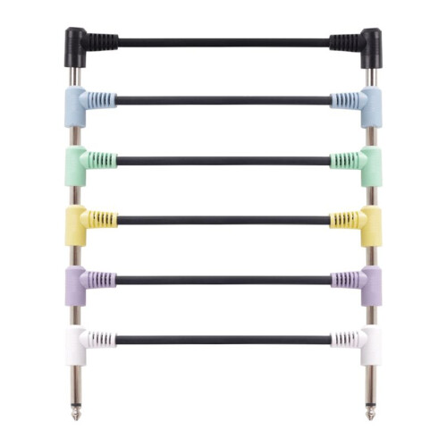 6 Packs 18cm Guitar Effect Pedal Round Patch Cables Instrument Guitar Pedal Cable Connectors Patch Cable Multicolor 2