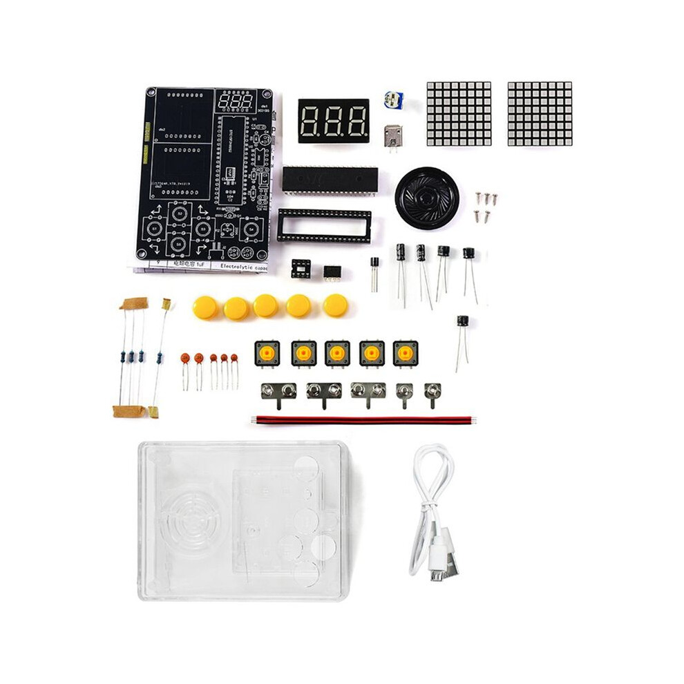 Diy Game Kit Game Console Electronic Soldering Production Kit Pixel Game Console Kit Voice Version, Clear Shell 6031951760426