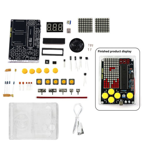 DIY Pixel Game Kit with Voice  Pixel Game Console Electronics Kit Soldering Project Practice Solder Learning Set A