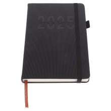 4Pcs Stylish Hardcover Calendar Planner with Pen Strap Black PU
