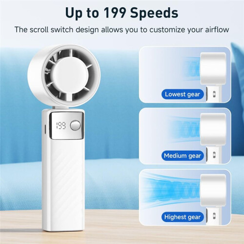 Ventilatore Turbo Portatile, Potenti Ventilatori [Raffreddamento Massimo 20 Ore],  Ventilatori, Display A LED, per Donne e Uomini, per Esterni e 2