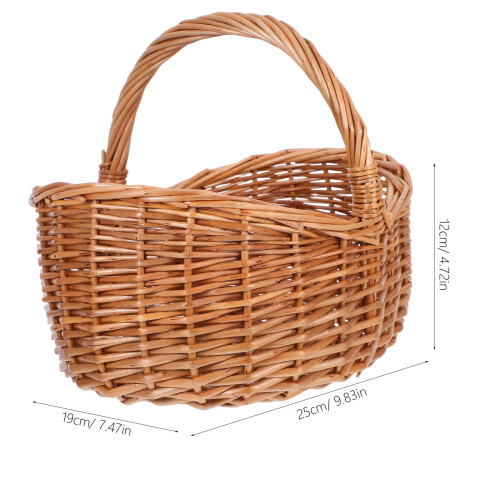 Multi-Purpose Willow Basket Light Brown Handwoven with Handle 1