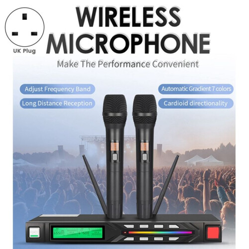 Handheld Portable Wireless Microphone System Mic UHF Long Range Dual Antenna for Karaoke Stage Performances UK Plug 1
