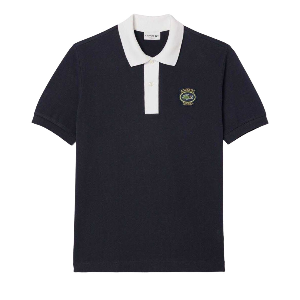 New Lacoste Men's Badge Classic Polo Shirt Blue