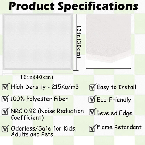 12 Pack Acoustic Panels,Sound Proof Padding, Beveled  Sound Absorbing Panels,Acoustic Panel for Acoustic Treatment 1
