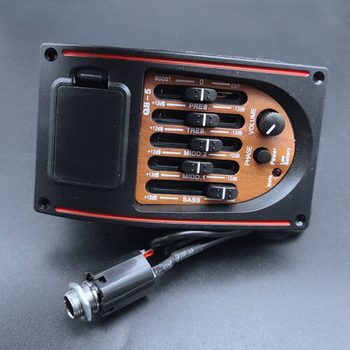 Plast 5-Bands Tonkontroller EQ Equalizer Tuner Piezo Pickup Akustisk Gitarr Pre-Wired Preamp Gitarrdelar TillbehöR 1