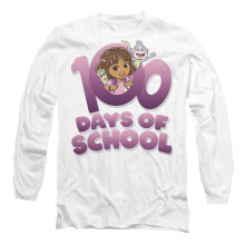 (M, White) Dora The Explorer Unisex Adult 100 Days Long-Sleeved T-Shirt