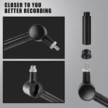 2 Stuks Microfoon Stand Verlengbuizen met 1 Stuk Metalen Adapter Microfoon Verlengstuk 5/8 Inch voor Bureau Stands en Arm Stand