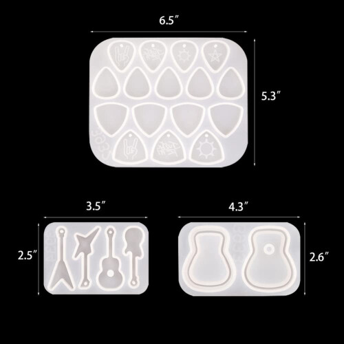3St Gitarrplock Hartsformar Gitarr TrehöRniga Plectrum Silikonformar för Hartsgjutning Gitarrplockningsfodralform 1