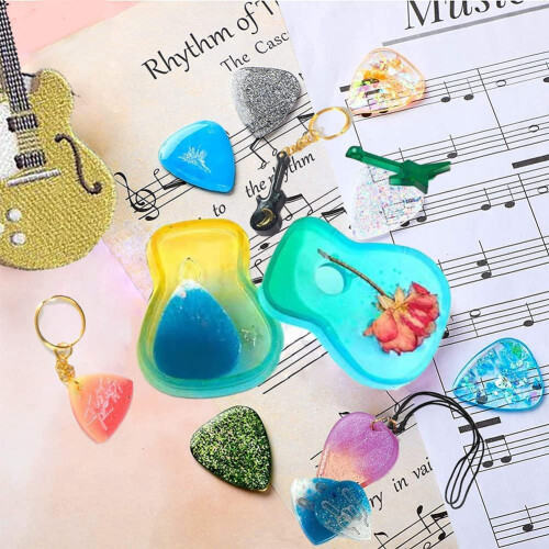 3St Gitarrplock Hartsformar Gitarr TrehöRniga Plectrum Silikonformar för Hartsgjutning Gitarrplockningsfodralform 2