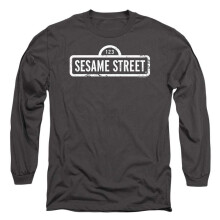 (XXL, Charcoal) Sesame Street Unisex Adult One Colour Logo Long-Sleeved T-Shirt