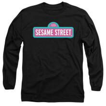 (XXL, Black) Sesame Street Unisex Adult Logo Long-Sleeved T-Shirt