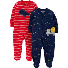 Simple Joys by Carter's 2-Pack Pijamas Térmicos para Bebé Niño, Camiones Marinos/ballena Roja, Preemie