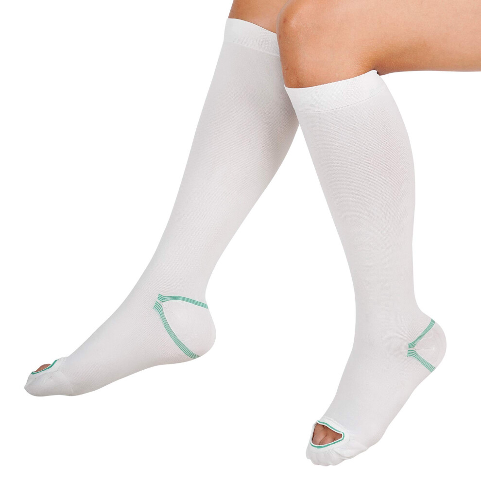 Invera Anti Embolism Compression Stockings, Knee High Unisex Ted Hose Socks 15-20 Mmhg Moderate Level, White, Xl (1 Pair)