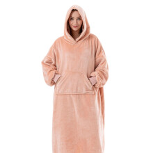 Draagbare Dekentjes Hoodie voor Dames/Kinderen/Mannen, Oversized & Gezellige Sherpa Hoodie Sweatshirt (Roze, Lang)
