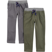 Simple Joys by Carter's Pantaloni 2-Pack per Bambini, Verde/Grigio, 12 Mesi