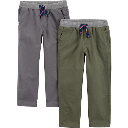 Simple Joys by Carter's Baby Boys 2-Pack Pull on Pant, Green/Grey, 12 Months