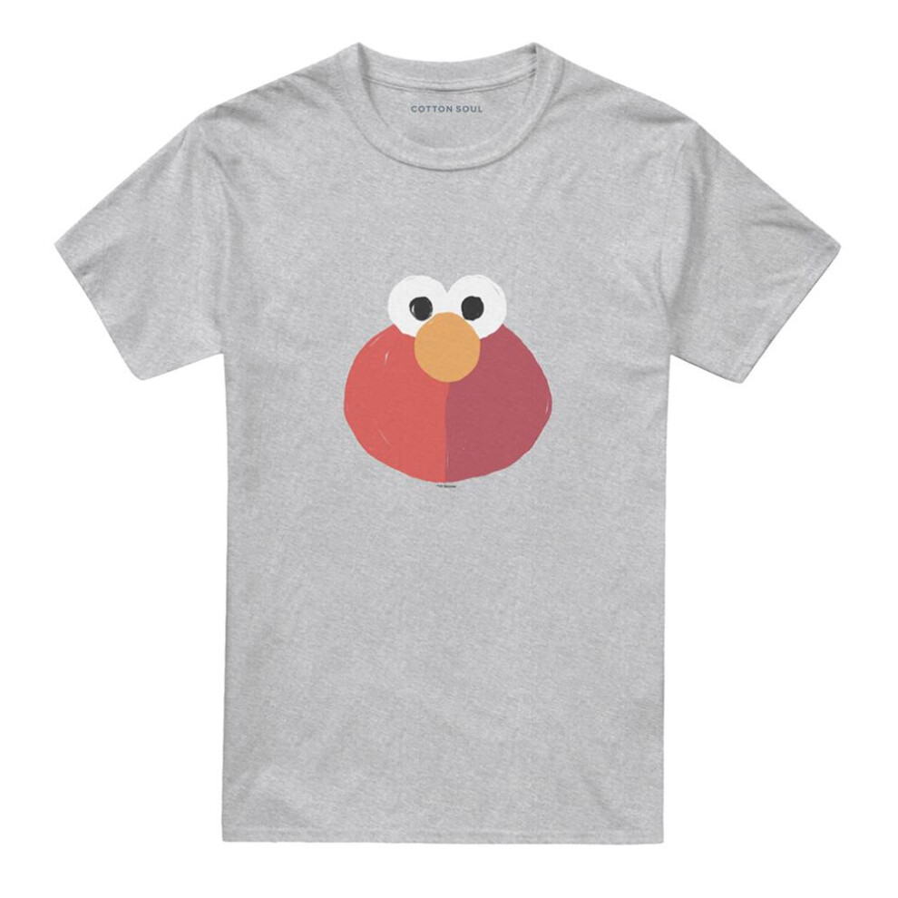 Sesame Street (5Xl, Athletic Heather) Unisex Adult Elmo Smile T-Shirt Multicoloured