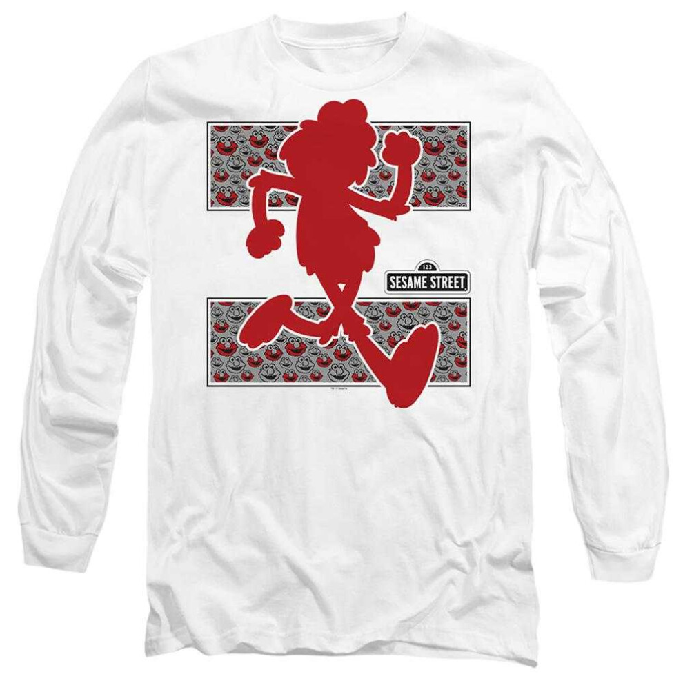 Sesame Street (Xxl, ) Unisex Adult Runs Elmo Long-Sleeved T-Shirt White