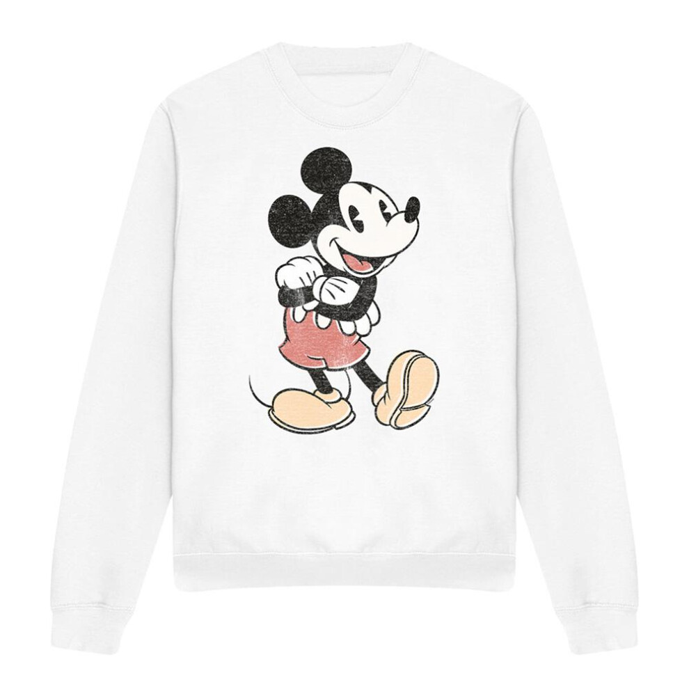 Disney (M, White) Unisex Adult Mickey Mouse Vintage Sweatshirt