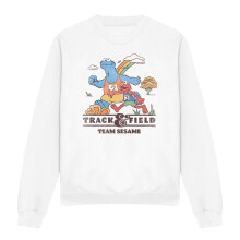 (XXL, White) Sesame Street Unisex Adult Track Field Sweatshirt