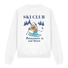 (L, White) Sesame Street Unisex Adult Ski Club Adventure Elmo Sweatshirt