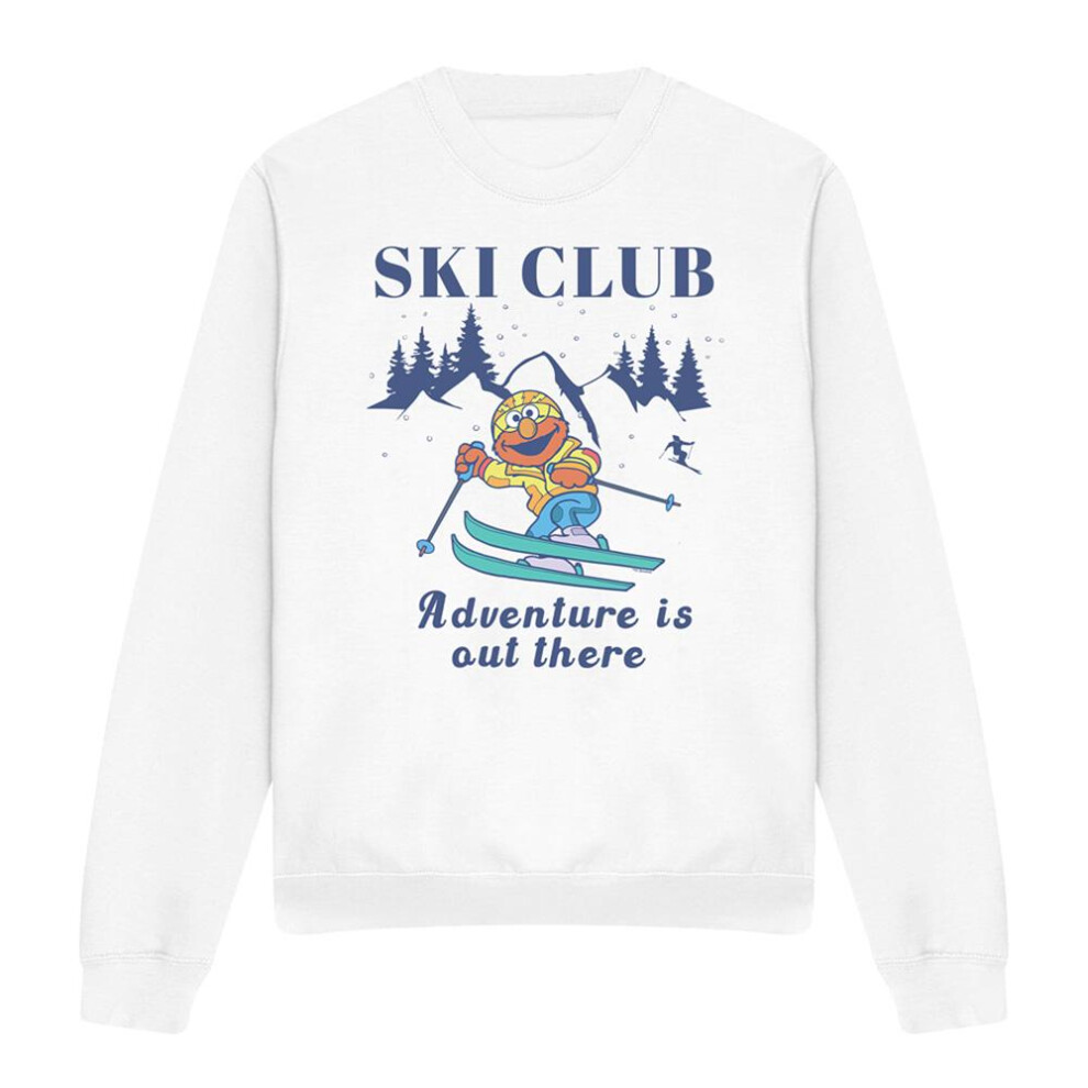 Sesame Street (M, ) Unisex Adult Ski Club Adventure Elmo Sweatshirt White