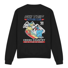 (L, Black) Sesame Street Unisex Adult Apres Ski Big Bird & Cookie Monster Sweatshirt