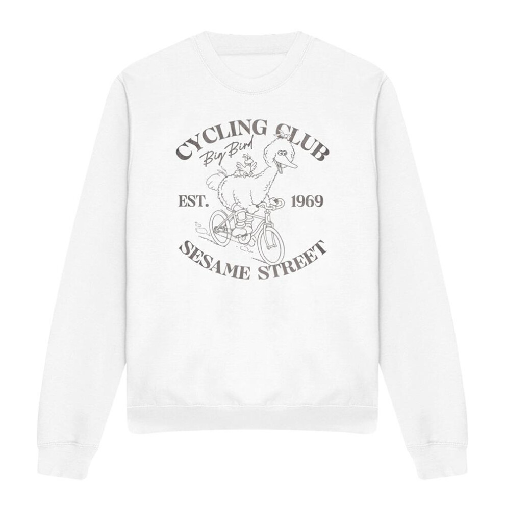 Sesame Street (Xxl, White) Unisex Adult Cycling Club Big Bird Sweatshirt