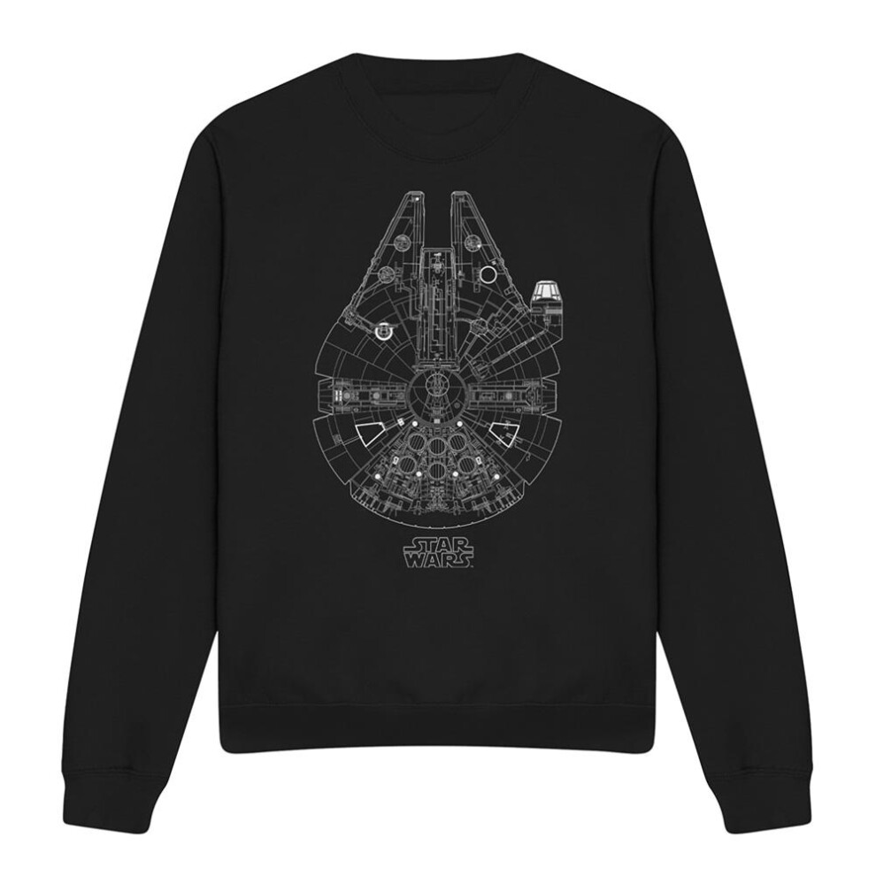 Star Wars (Xl, ) Unisex Adult Millenium Lines Sweatshirt Black