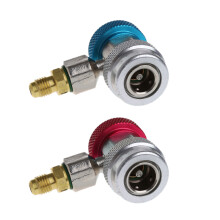 2 Pezzi Auto Adattatore Freon R134a H / L Accoppiatori Rapidi Aria Condizionata Refrigerante Regolabile Manometro Collettore