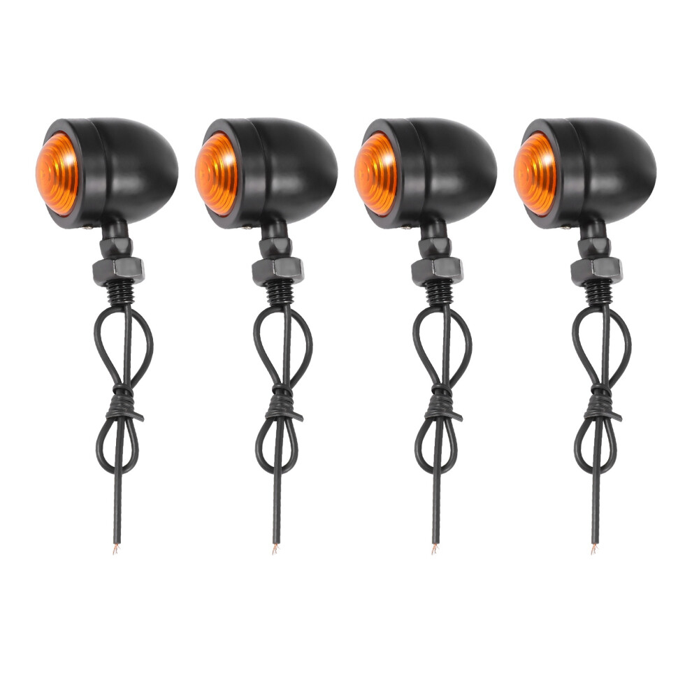 4Pcs Motorcycle Turn Signal Indicator Lamp Moto Blinker For Chopper Bobber Black/Light 6033963096753