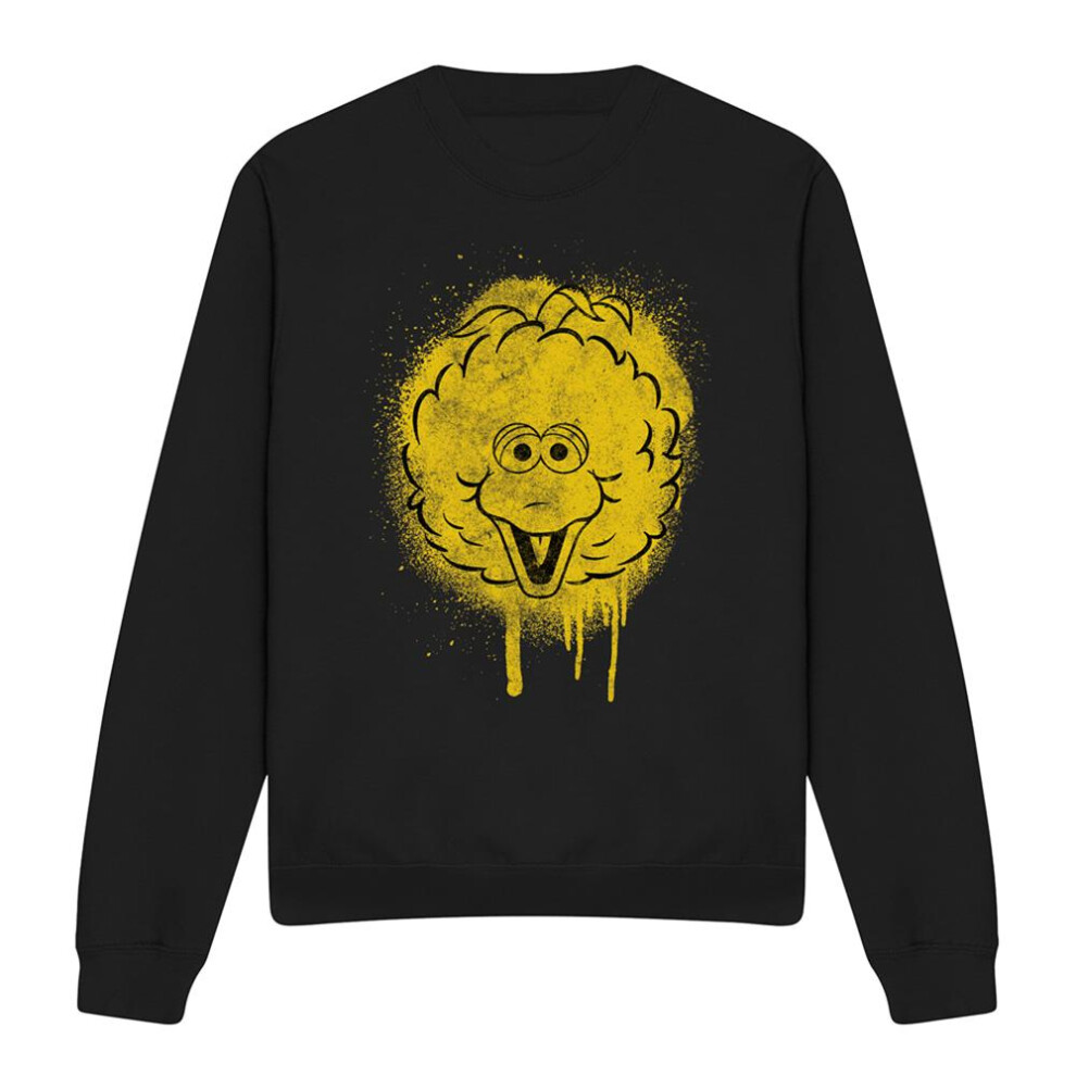 Sesame Street (S, Black) Unisex Adult Spray Face Big Bird Graffiti Sweatshirt