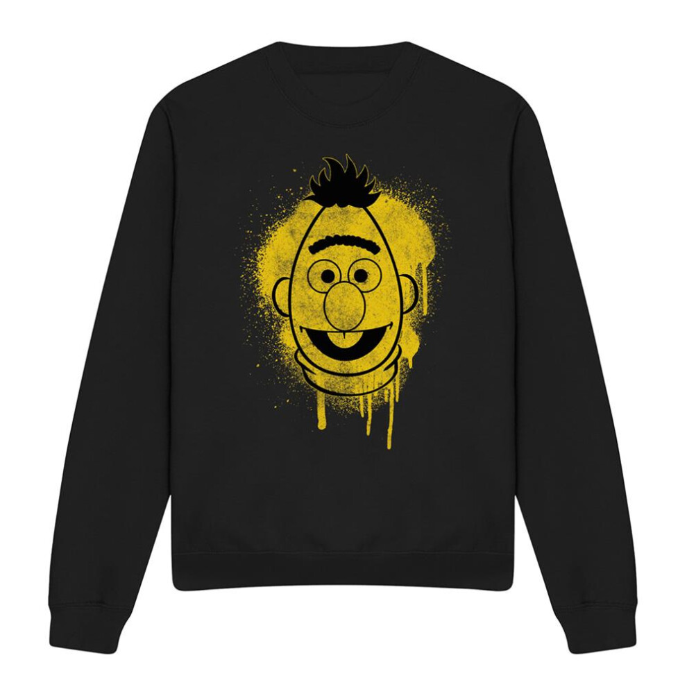 Sesame Street (Xl, ) Unisex Adult Spray Face Bert Graffiti Sweatshirt Black