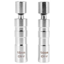 14MM & 16MM Thin Wall Magnetic Swivel Socket - 3/8-Inch Drive 12-Point Socket Removal Tool - Swivel Extension Permits Access to