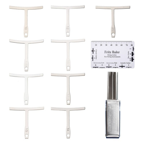 9Pcs Understring Radius Gauge + String Action Ruler Gauge Tool + Guitar Bridge Saddle Nut Files Set Guitar Repair Tool Accessories