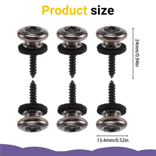 6 Pieces Mushrooms  Guitar Strap Buttons Strap Locks Chrome (Black) 2