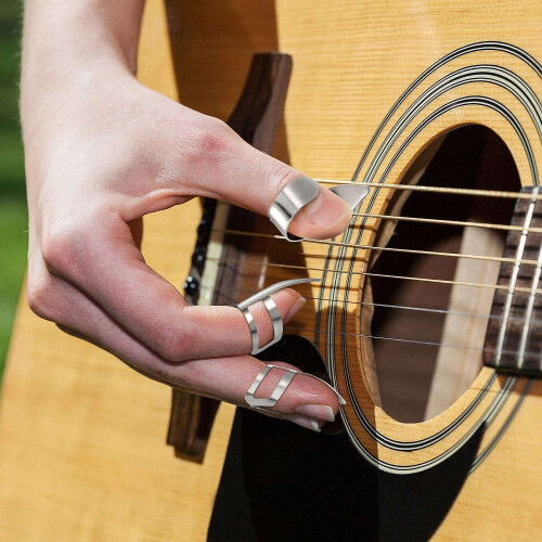 8 St Gitarr Tumfingerspel Gitarrplock i Rostfritt Stål med Plastfodral för Elgitarr Bas Ukulele (Silver) 2