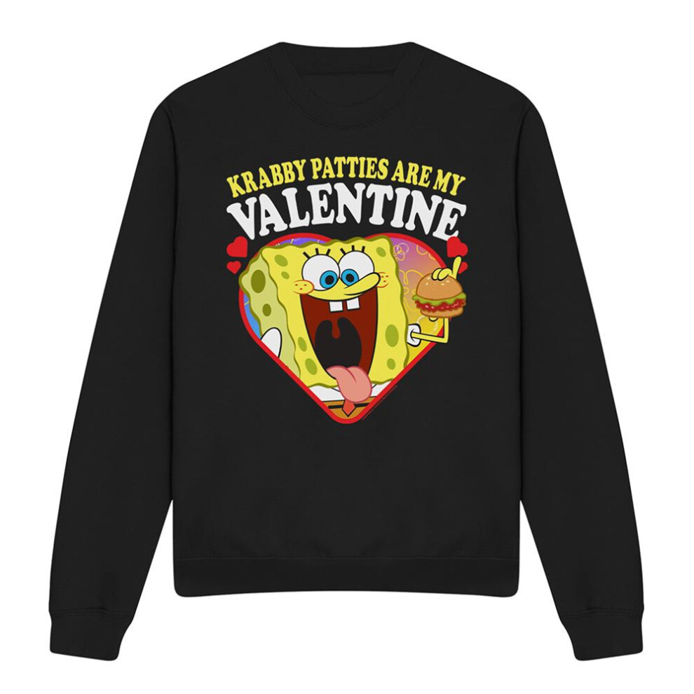 Spongebob Squarepants (Xl, ) Unisex Adult Krabby Patties Are My Valentine Sweatshirt Black