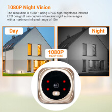Dörrklockskamera 1080P Home Doorbell Säkerhetsdörr Titthålskamera med 2,4-Tums Högupplöst Skärm