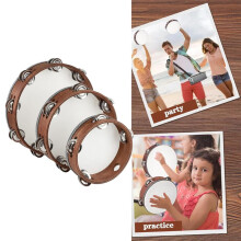 3 PCS Wooden Hand Held Percussion Tambourine , Tambourines Musical Instrument for Church, Wedding, Party, Dance