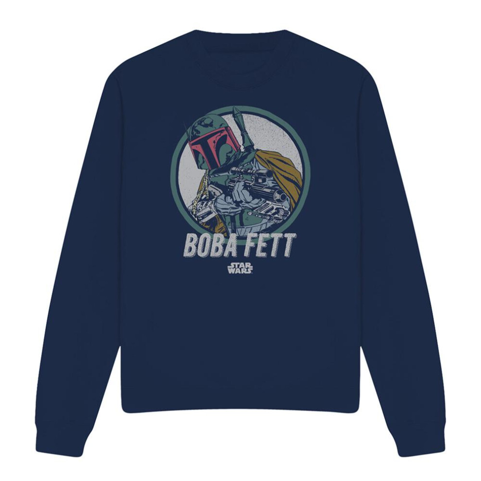 Star Wars (Xxl, Navy) Unisex Adult Boba Fett Sweatshirt Blue,Multicoloured