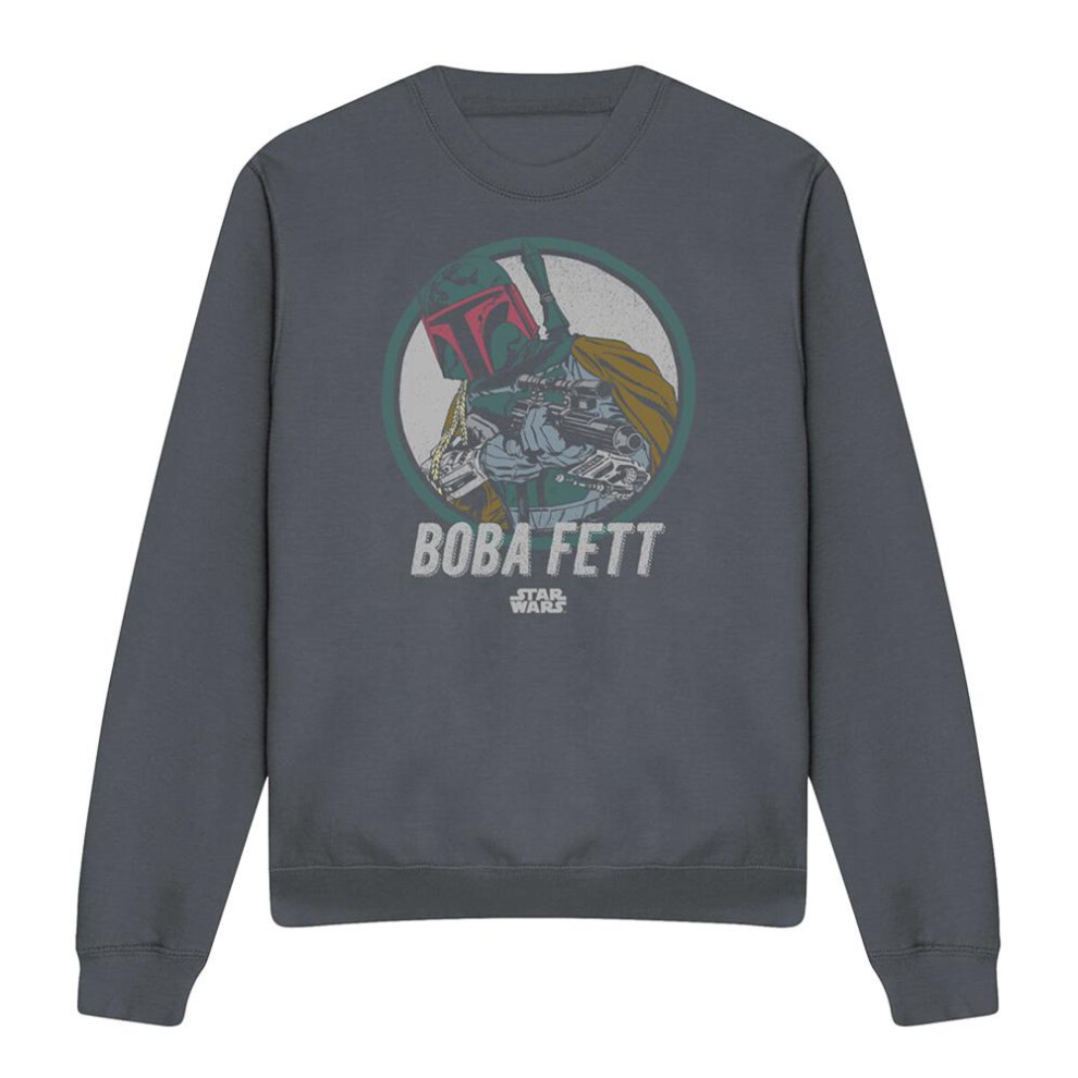 Star Wars (S, Charcoal) Unisex Adult Boba Fett Sweatshirt Multicoloured