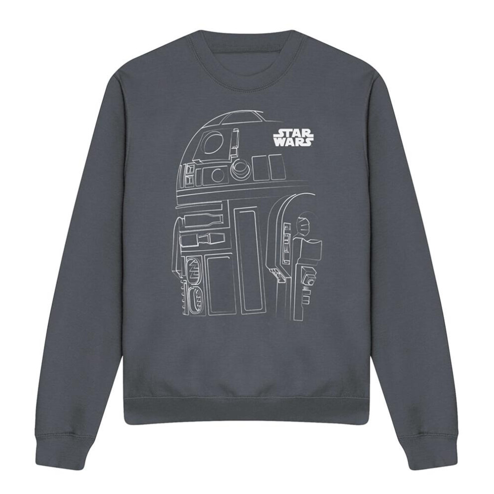 Star Wars (Xl, Charcoal) Unisex Adult R2-D2 Outline Sweatshirt Multicoloured