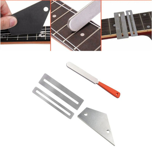 Gitarrverktygssats Rostfritt Stålfil Luthier Gitarrmutterspårfil, Utjämningsfil för Gitarrband, Strängslipplatta 2