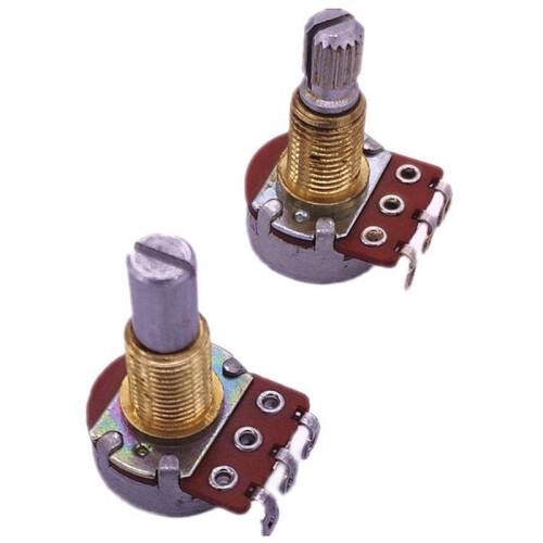 2 St Gitarrpotentiometer Splined Liten Pot Elgitarr Baseffekt Förstärkare Tonvolym 18MM Skaftdelar 2