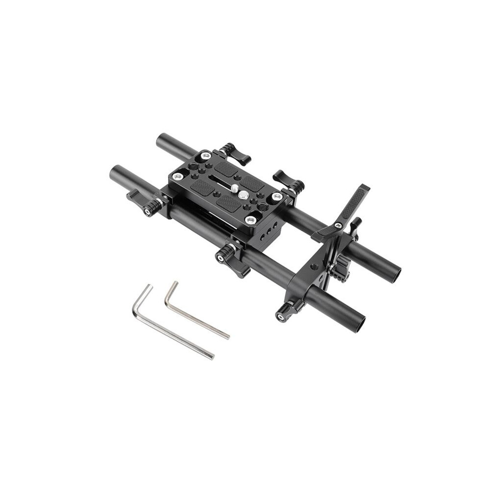Camera Mounting Plate Pro Dslr Shoulder Mount Support Rig Tripod Mount Plate With Lens Support 15Mm Rods(A) 6031088603245